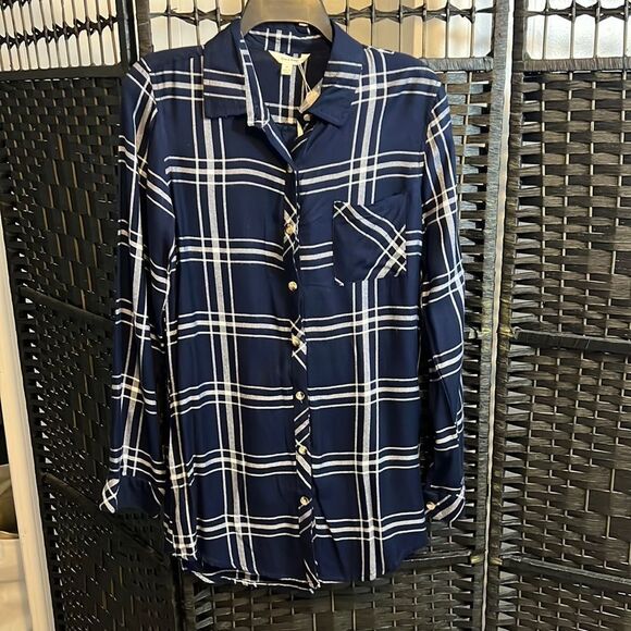 NWT Sim & Sam Flannel Button Down Size Medium - Picture 1 of 12